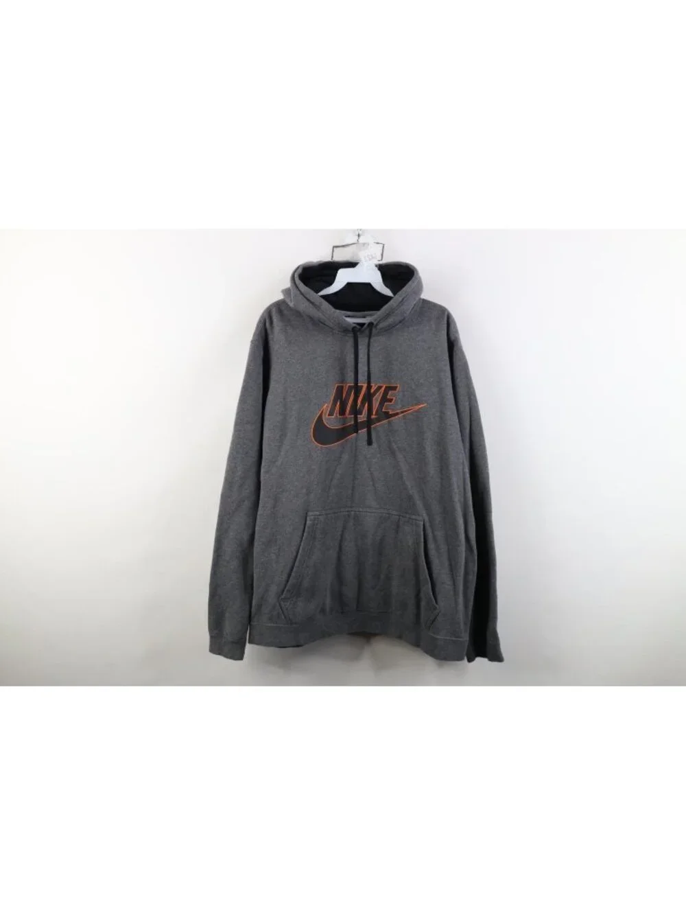 Vintage Y2K Nike Mens Size XL Center Big Swoosh Hoodie Sweatshirt Heather Gray